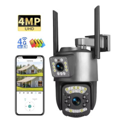 4MP UHD 4GSim/WiFi Dual-Lens PTZ Security Camera with Full-Color Night Vision