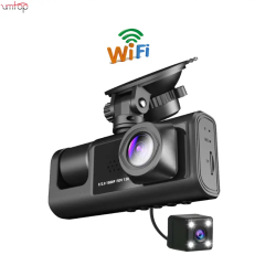 3Channel Full HD 1080P Dash Cam with IR Night Vision &amp; Wi-Fi